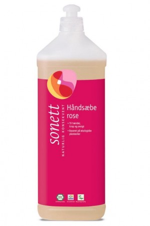 Håndsåpe, rose, refill, 1 l, økologisk fra Sonett