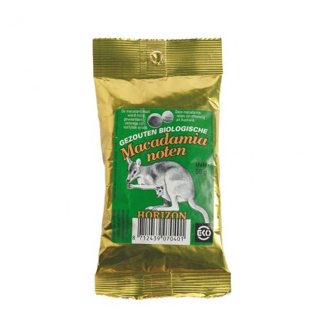 Salte og ristede macademianøtter, økologiske fra Horizon, 50g
