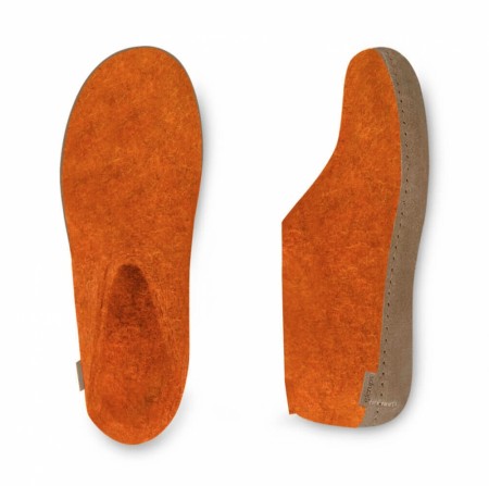 Tøffel/sko med skinnsåle fra Glerups, Orange