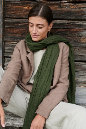 Skjerf i 100% lin fra Linenfox - forest green