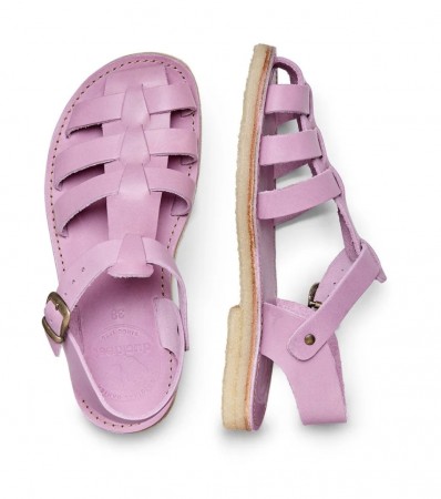 Ringkøbing (Rose), pudder rosa skinnsandal fra Duckfeet 