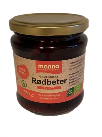 Rødbeter, skivet, 330g, økologisk, Manna