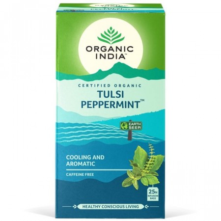 TULSI PEPPERMINT, økologiske te fra ORGANIC INDIA , teposer (B.F: 30.11.23)