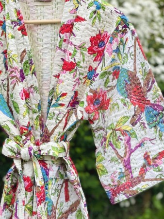 Tropisk - Kantha Kimono bomull fra By Linn Andersen