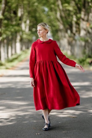 Laelia Dress, Long sleeves, Poppy Red