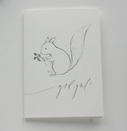 Julekort med ekorn fra Spring Verksted