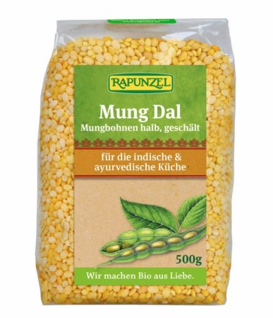 Splittede mungbønner, gule, økologisk fra Rapunzel, 500g