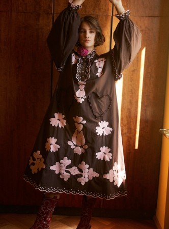 Lilly Cotton Dress fra Sissel Edelbo - brun og rosa (str M/L - 1 igjen)