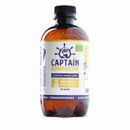 Kombucha, Pineapple Peach, vegan, 400 ml, økologisk, Captain Kombucha