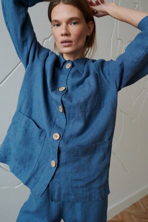 Bill jacket- linjakke fra Linenfox - stellar blue