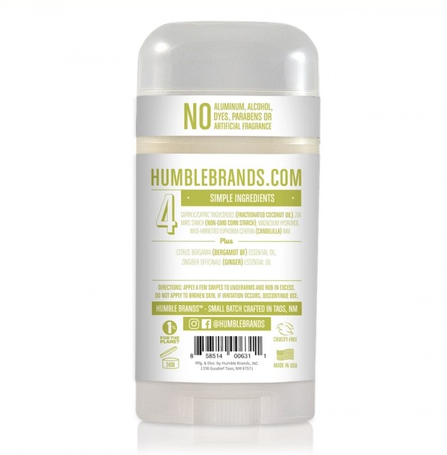 Humble Deodorant Vegansk for sensitiv hud - Bergamot & Ginger produkt bakside